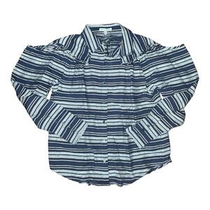 ANTHROPOLOGIE Current Air Blue Striped Cold Shoulder Cutout Button Down Shirt